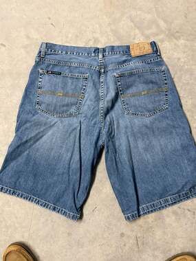 THRE3 Denim Shorts Size W36 Blue Cotton Jorts Y2K